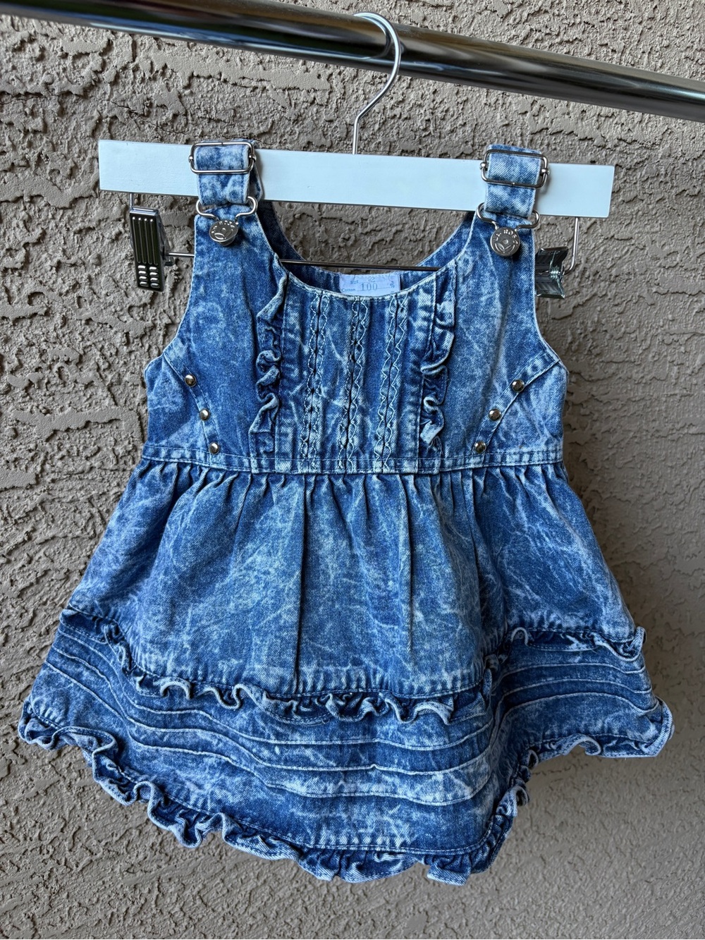 Vintage 90s La Rose Acid Wash Denim Jumper Dress Girls